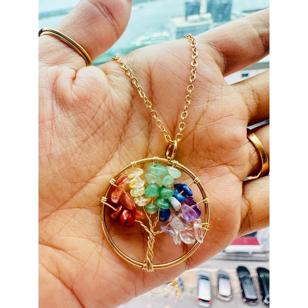 1111 7 chakra tree of life copper pendant - Image 1